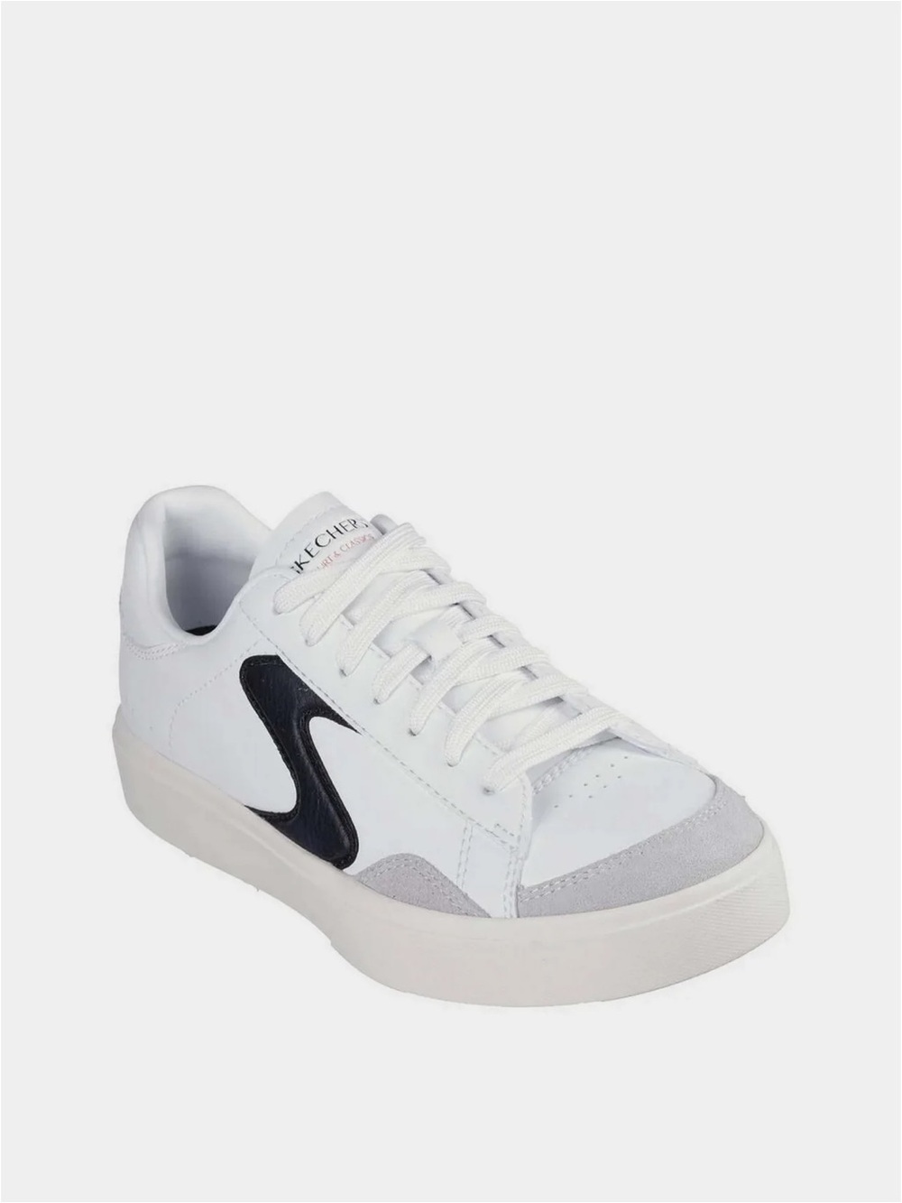 Skechers White Sneaker with Black Side Wave